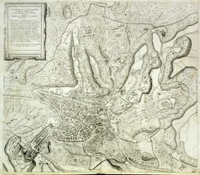 Mapa de la ciudad de Roma, grabado por el artista, 1557